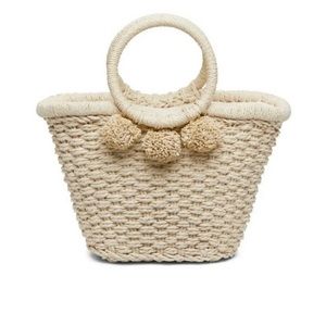 NWT Banana republic pom pom basket natural Bag 03/26